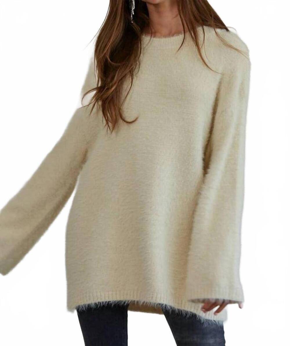 NEW BY TOGETHER fuzzy knit pullover sweater in beige
